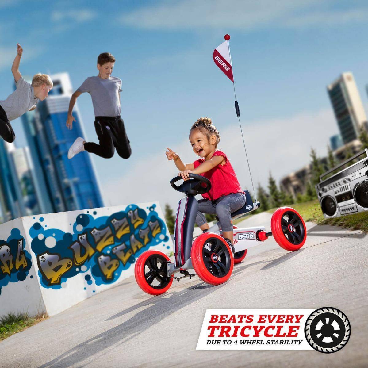 Kart à Pédale BERG Buzzy – Vert, Dès 2 Ans, 4 Roues Stables, Pneus EVA Increvables